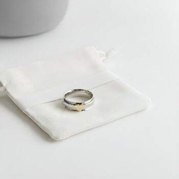 Hammered Sterling Silver Spinner Ring With Golden Heart, 4 of 5