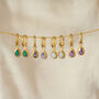 March Birthstone Aquamarine Gold Plated Huggie Hoop Earrings, thumbnail 3 of 12