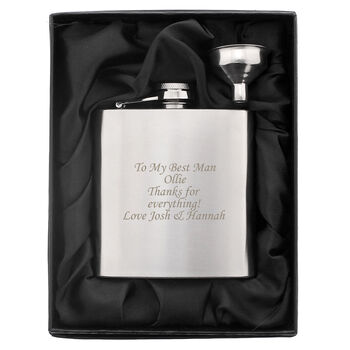 Engraved Stainless Steel Hip Flask With Gift Box, 5 of 6