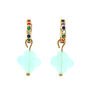 Clover Charm Huggie Rainbow Hoop Earrings, thumbnail 8 of 12