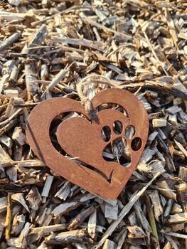 Dog Pet Memorial Rust Metal Love Heart Plaque Puppy, 5 of 8