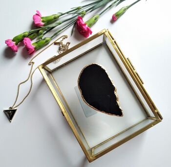 Luxury Gold And Black Agate Stone Jewellery Box, 2 of 3
