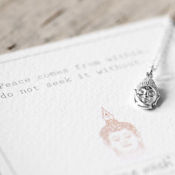 Buddha Head Necklace In Sterling Silver, 4 of 12