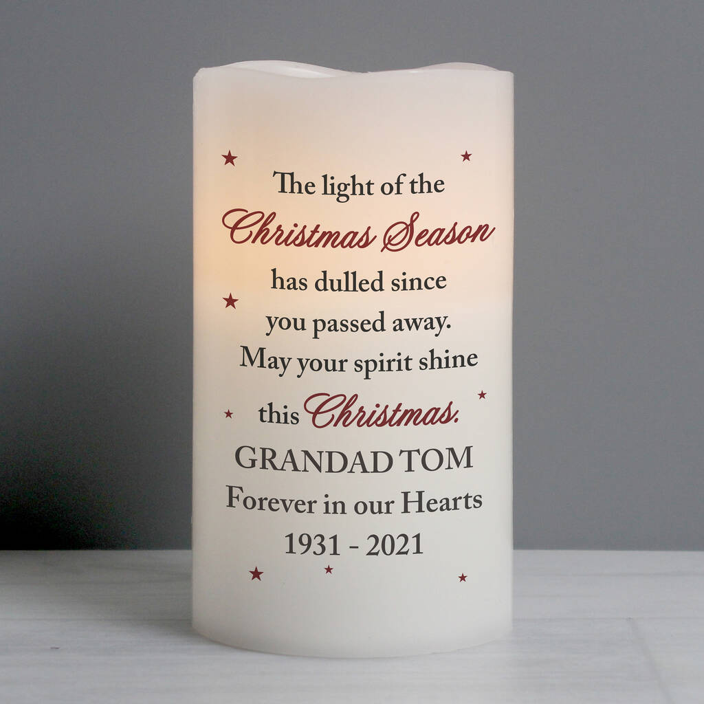 Personalised Christmas Memorial LED Candle By Sassy Bloom As seen on TV