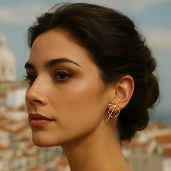 Silver Geometric Cross And Circle Stud Earrings, 3 of 5