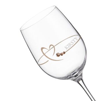Personalised Golden Heart Wine Glass With Crystals, 4 of 5