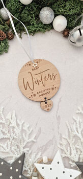 Personalised Baby Arriving Christmas Ornament Pregnancy, 2 of 3