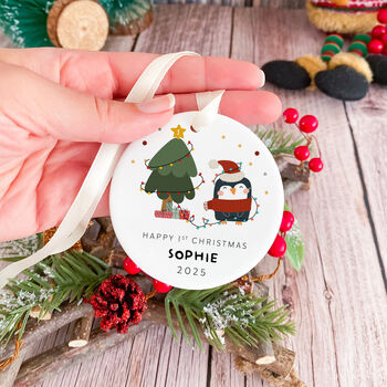 First Christmas Ceramic Ornament Cute Penguin Design, 2 of 7