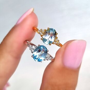 Sky Blue Topaz Ring In Sterling Silver And Gold Vermeil, 5 of 12