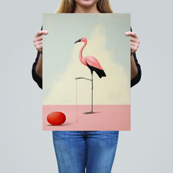 Playful Flamingo Fun Pink Bird Wall Art Print, 2 of 6