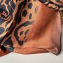 Animal Print Scarf With Ombré Border In Burnt Orange, thumbnail 3 of 4