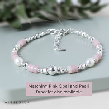 Pink Opal And Pearl Drop Earrings Sterling Silver, 5 of 5