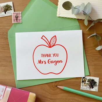 Green Apple For The Teacher Thank You Card, 2 of 11
