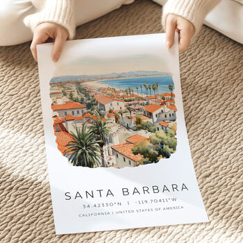 Travel Destination Landmark Art Posters For Santa Barbara California, 3 of 7