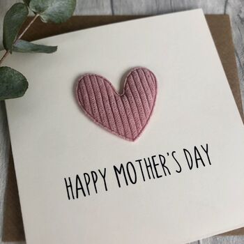 Happy Mother's Day Padded Corduroy Heart Card, 2 of 3