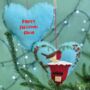 Personalised Felt Fabric Heart Robin On Postbox Bauble, thumbnail 1 of 3