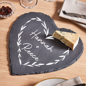 Personalised Couple's Love Heart Cheese Board, 3 of 6