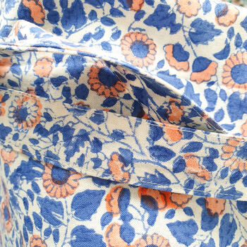 Xl Block Print Tote Bag, Handmade, Blue Coral, 7 of 9