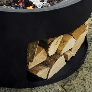 Round Steel Fire Pit With Log Store, 2 of 5