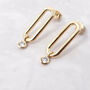 18ct Gold Plated Cz Crystal Dangle Hoop Earrings, thumbnail 1 of 5