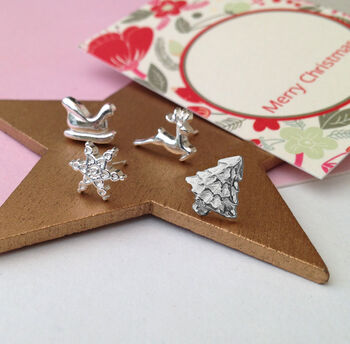 Sterling Silver Mix And Match Christmas Mismatched Earrings, 10 of 12