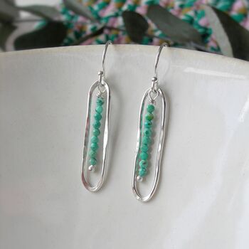 Long Turquoise Oval Earrings, 2 of 5