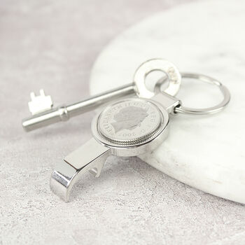 Personalised 18th Birthday Ten Pence Keyring Bottle Opener, 8 of 9