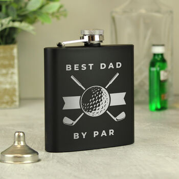 Personalised Golf Black Hip Flask, 2 of 2