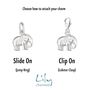 Elephant Charm, Slide On Or Clip On, thumbnail 2 of 6
