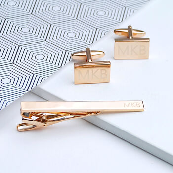 Personalised Cufflinks And Tie Clip Set, 2 of 9