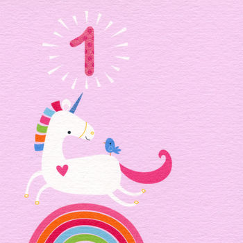 Unicorn First Birthday Card Or Pick Your Age, 3 of 8