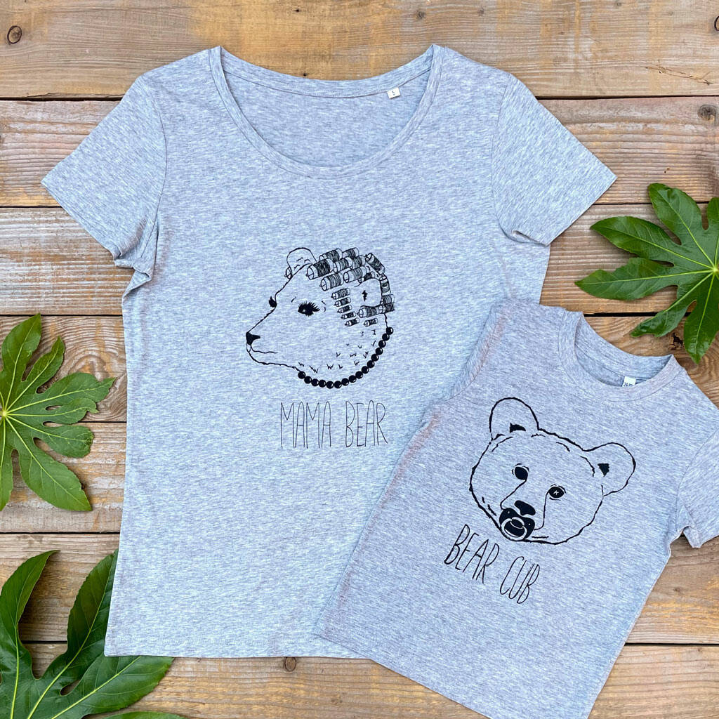 Mum And Baby Bear Organic T Shirt Set, 1 of 4