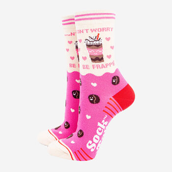 Don't Worry Be Frappe Combed Cotton Funny Ankle Socks Women's, 5 of 5