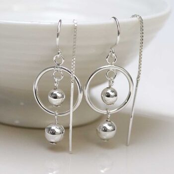 Sterling Silver Ring And Twin Ball Threader Earrings, 2 of 8