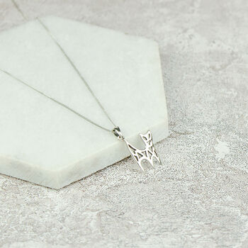 Sterling Silver Abstract Cat Necklace, 6 of 6
