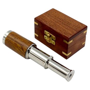 Six Inch The Westminster Chrome And Wood Telescope, 4 of 6