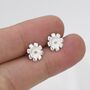 Cosmos Flower Stud Earrings In Sterling Silver, thumbnail 7 of 12
