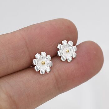 Cosmos Flower Stud Earrings In Sterling Silver, 7 of 12
