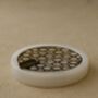 White Marble Ashtray With Laser Cut Brass Lid, thumbnail 3 of 6