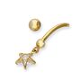 9ct Gold And Hanging Clear Cz Star Ball End Belly Bar, thumbnail 4 of 4