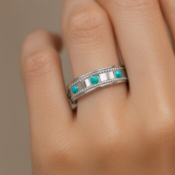 Personalised Sterling Silver Turquoise Spinner Ring – 5mm, 2 of 8