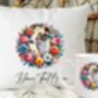 Personalised Greyhound Summer Floral Dog Wreath Cushion And Mug Gift Bundle, thumbnail 1 of 4
