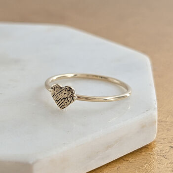 Slim Fingerprint Heart Ring, 4 of 6