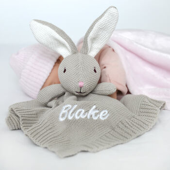 Personalised Knitted Bunny Comforter, 5 of 9