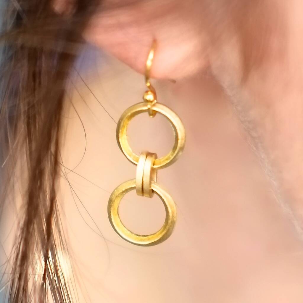 Gold Circle Drop Earrings By Gracie Collins