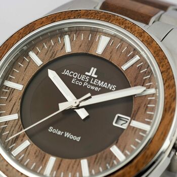 Jacques Lemans Wooden Stainless Steel Bracelet Watch, 3 of 12