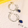 Sterling Silver Lapis Lazuli Gemstone Hoops, thumbnail 2 of 3
