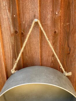 Silver Zinc Hanging Round Wall Planter 35cm Garden Pot, 6 of 9