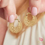 Filigree Gold And Silver Boho Style Hoop Earrings, thumbnail 7 of 11