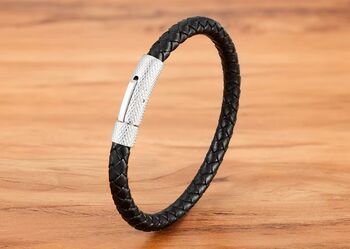 Braided Leather Plaited Bracelet Black Or Brown, 9 of 12